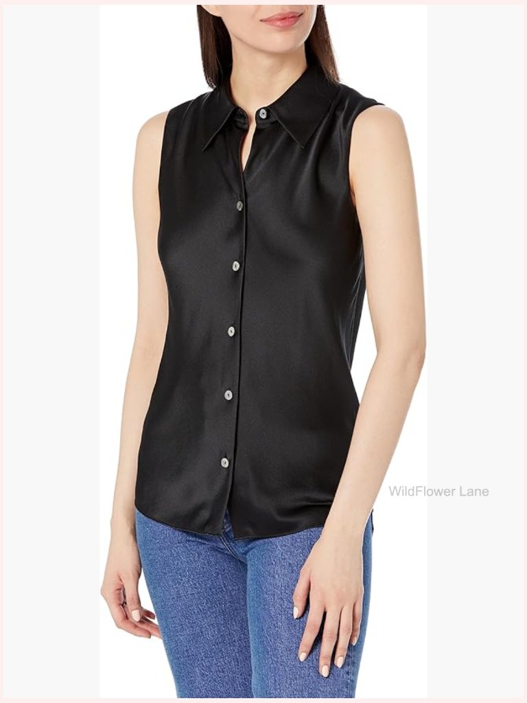 Sleeveless Silk Bias Shirt - Classic Fit